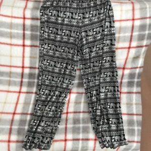 Black and white elephant pattern harem pants